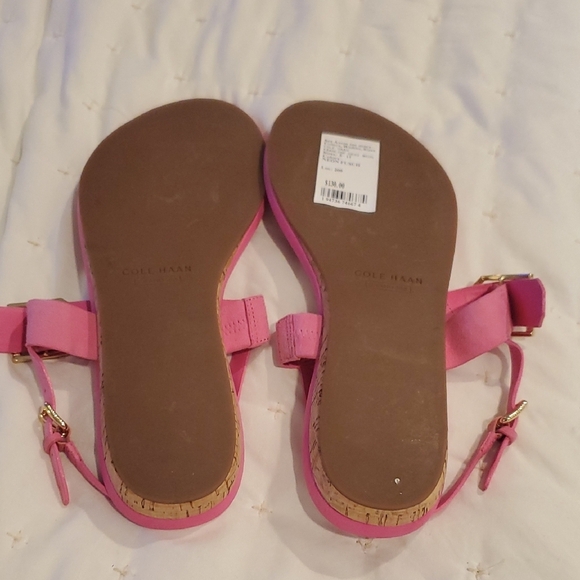 NWT Cole Haan Francine Demi Wedge Pink T-Strap Sandals/Adjustable Buckle (31) - Picture 7 of 10